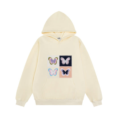 Hoodie with embroidered butterfly patch