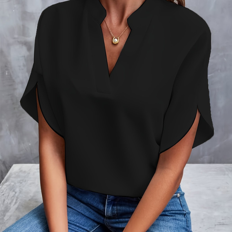 Women’s Casual V-Neck Blouse | Short Sleeve