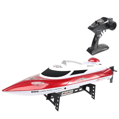 RC Speed Boat With LED Lights Waterproof 35kmh High Speed Electric Racing Model For Lakes And Pools