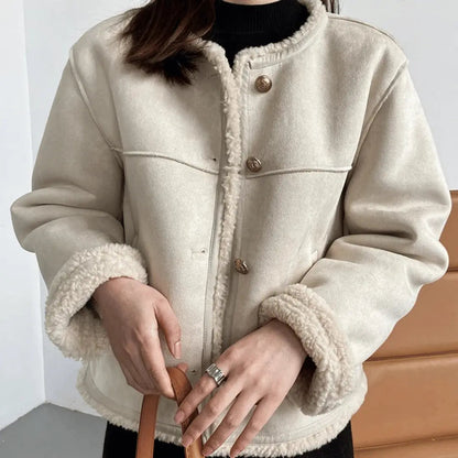 TrendAura Clemence Sherpa Jacket For Women Luxurious Soft Plush Lined Warmth And Cozy Comfort