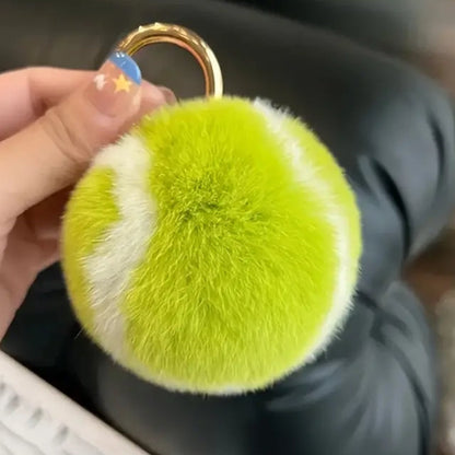 TrendAura Plush Tennis Ball Keychain - Ultra Soft Texture With Secure Gold Clasp And Vibrant Design