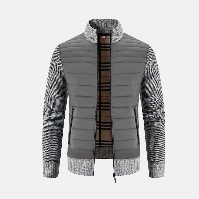 TrendAura Men's Hybrid Padded Jacket With Ribbed Knit Sleeves For Cold Weather Slim Fit Hip Length