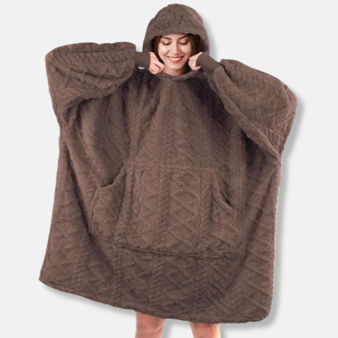 Womens Wearable Blanket Hoodie Plush Knit Oversized Hooded With Kangaroo Pocket For Cozy Lounge