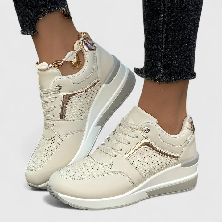 Novyssa Women's Wedge Sneakers With Side Zipper For Everyday Comfort And Style, Lightweight