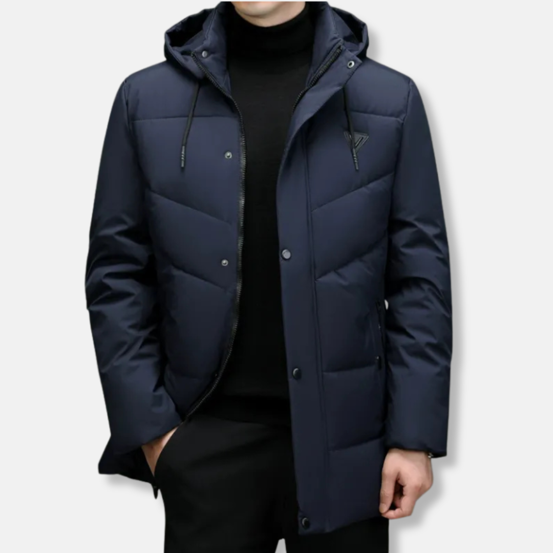 Mens Parka Jacket Quilted Insulated Detachable Hood Mid Thigh Length Regular Fit Winter Coat
