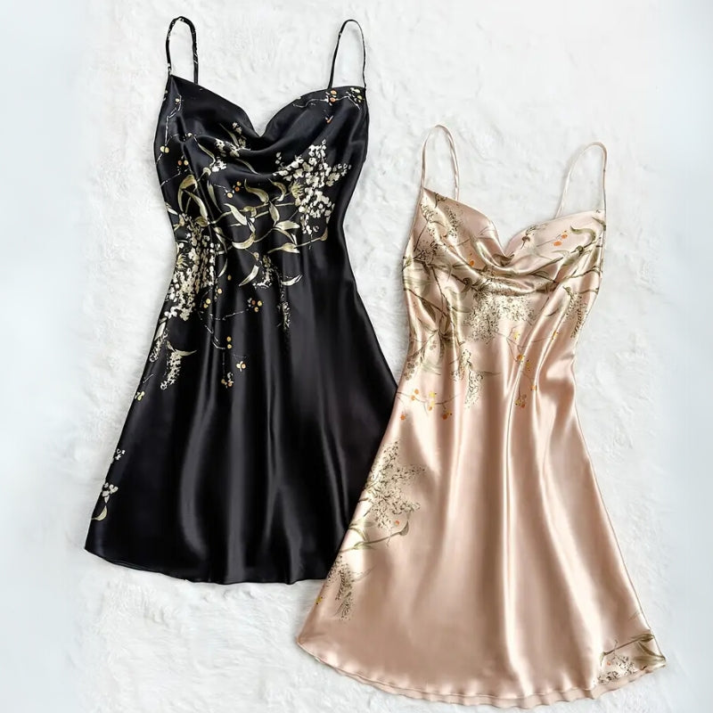 Lea Satin Floral Negligee For Women Luxurious Silky Nightwear With Soft Satin Shine