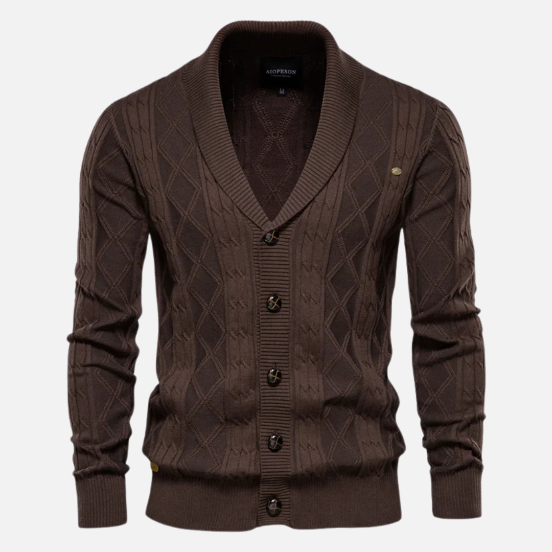 James Argyle Knit Cardigan By TrendAura Cotton Blend Shawl Collar Mens Cardigan For Layering In Autumn And Winter