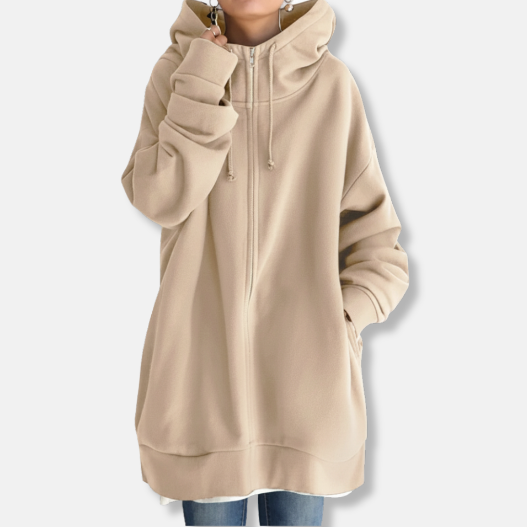 Women’s Hoodie – Oversized Fit – Plush Fleece Feel – Zip Front – Long Sleeve Casual Wear