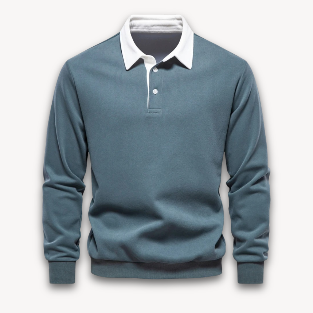 TrendAura Mens Polo Sweater Regular Fit Long Sleeve Soft Knitted Natural Fiber Navy Knitwear