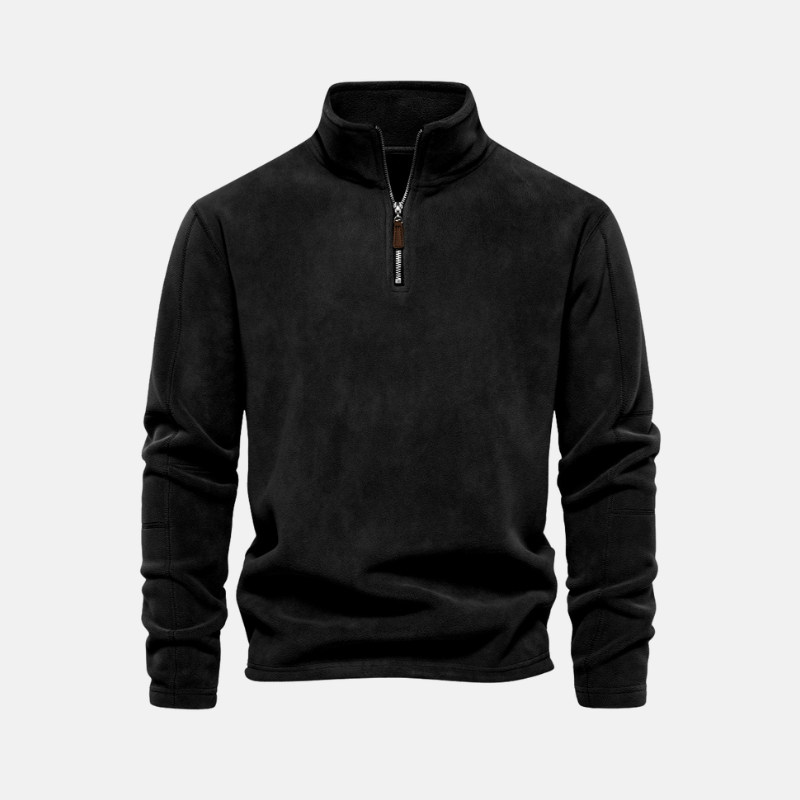 TrendAura Men's Fleece Sweatshirt With Stand Collar And Half Zip Closure For Elevated Casual Style