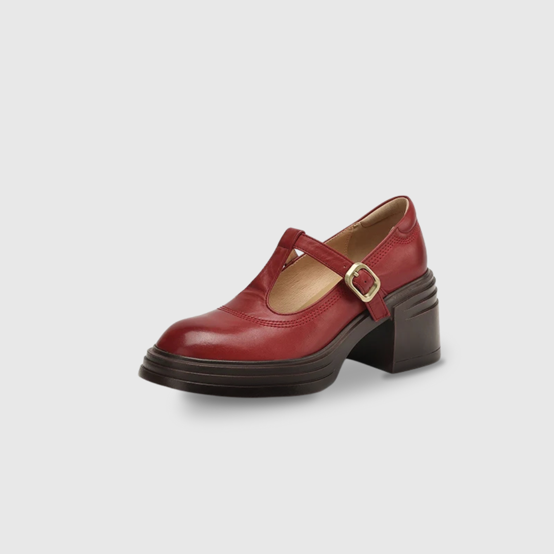 Women's Round Toe Strap Pumps with Chunky Block Heel and Versatile Design