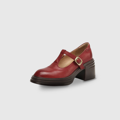 Women's Round Toe Strap Pumps with Chunky Block Heel and Versatile Design