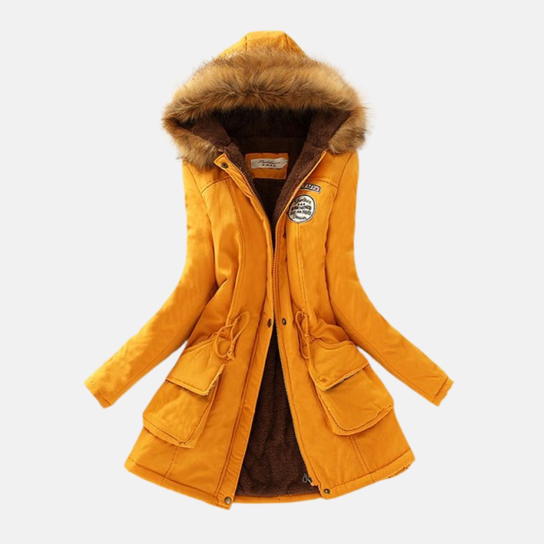 TrendAura Nordisk-Flair Women's Parka Coat With Sherpa Lining And Faux Fur Hood Drawstring Waist Pockets For Winter