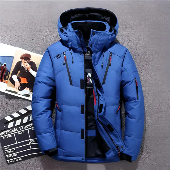 Weston Winter Puffer Jacket For Men With Detachable Hood Warm Windproof Insulated Coat