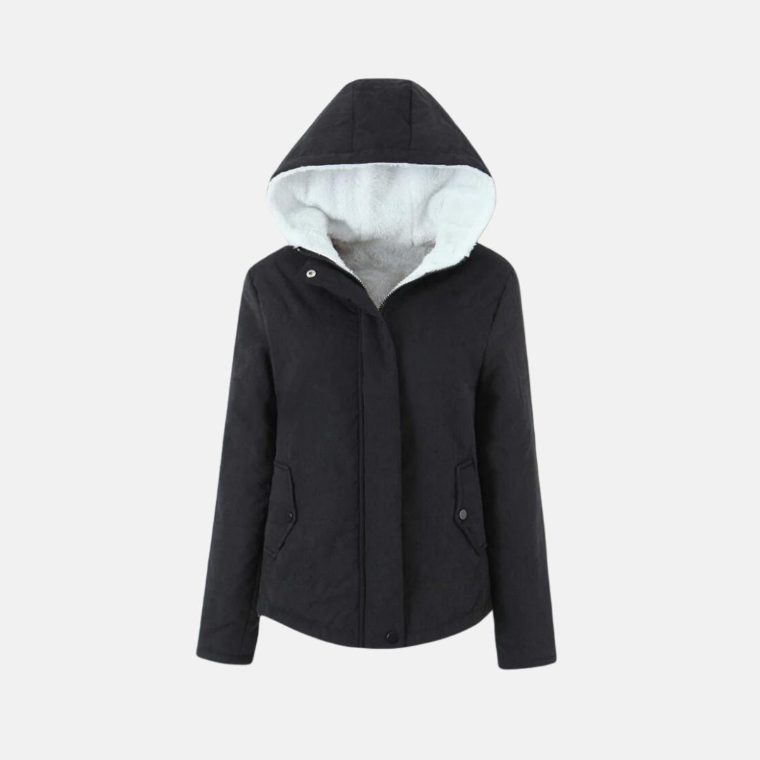Women’s Hooded Jacket – Quilted Padded Design – Fleece Lined – Snap Button Closure