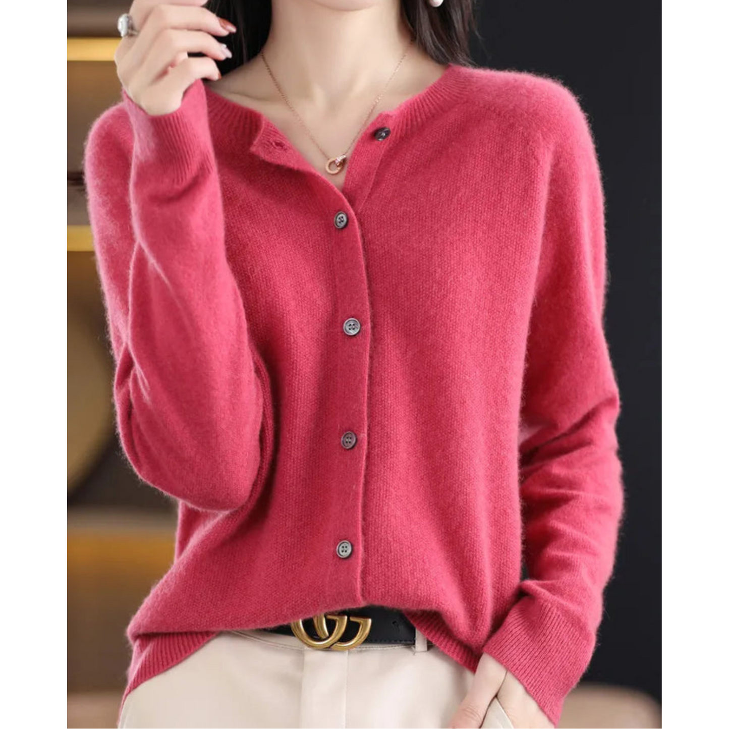 Women’s Classic Round Neck Cardigan | Timeless Style