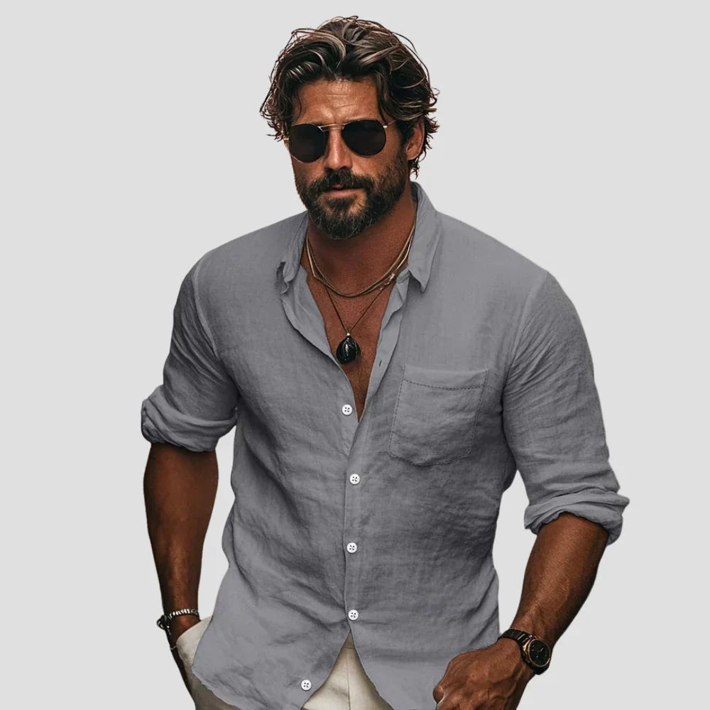 TrendAura | Refined Linen Casual Shirt