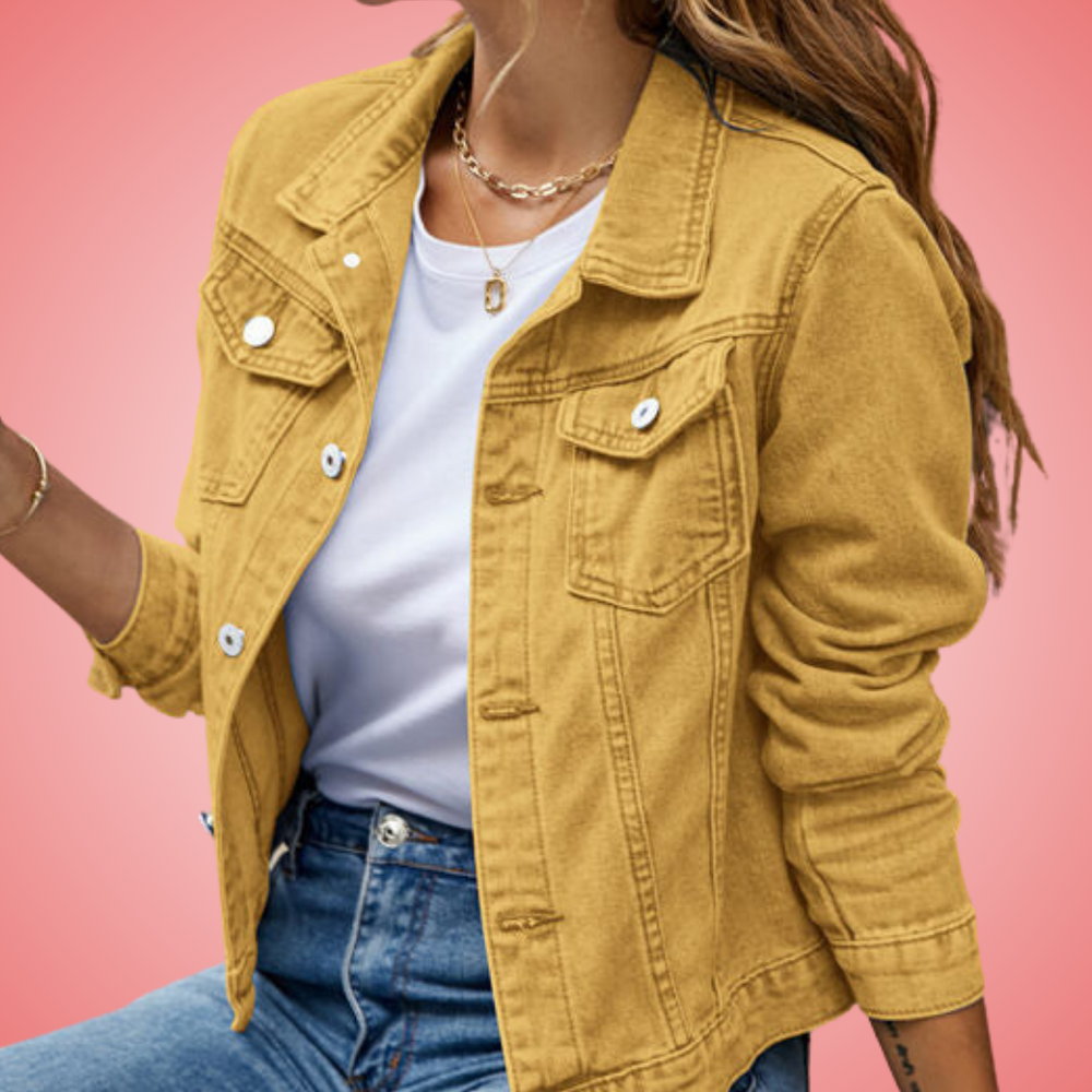 Isabela Denim Jacket With Classic Collar In Crisp White Timeless Everyday Wardrobe Essential For All Seasons