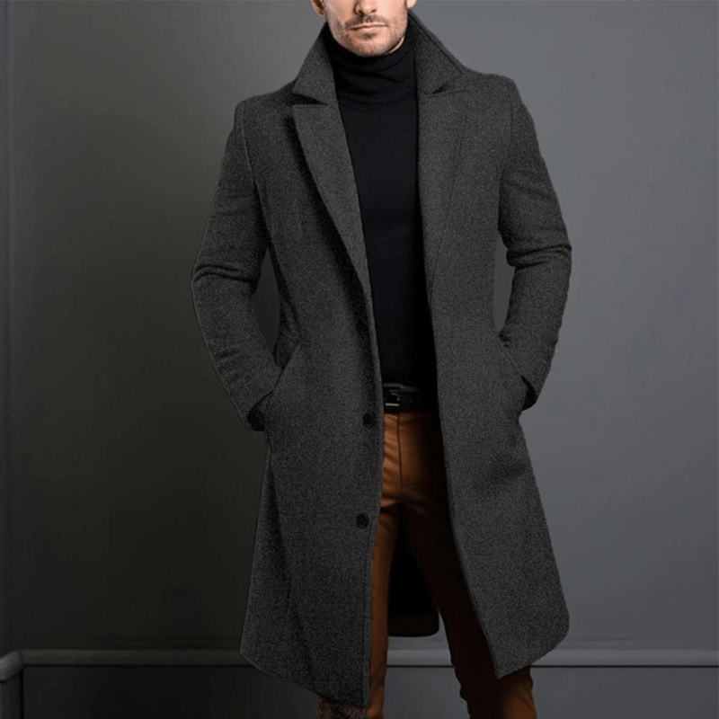 Men's Elegant Long Winter Coat Timeless Design Warmth Sleek Silhouette For Modern Men