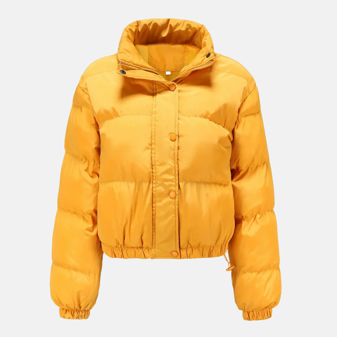 Women’s Puffer Jacket – Oversized Fit – Quilted Water-Resistant – Cropped Hem – Button Front