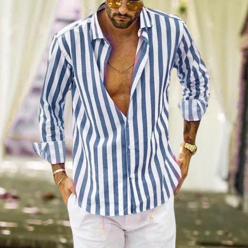 Laurence Striped Summer Shirt Everyday Wardrobe Breathable Lightweight Casual Style Perfect For Hot Days And Weekends