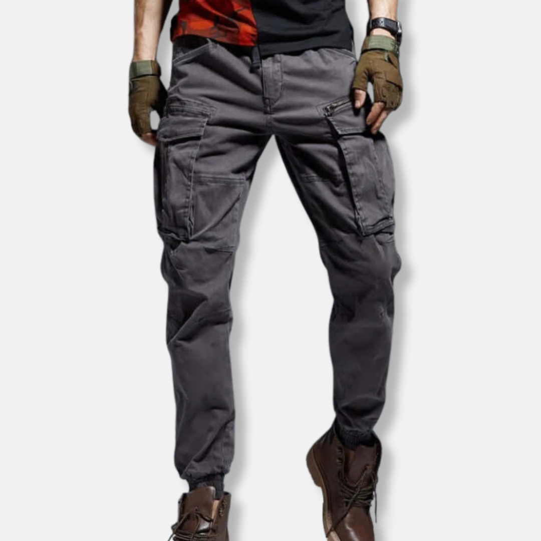 TrendAura Mens Cargo Jogger Pants Relaxed Fit Cotton Blend Utility Pockets Elastic Cuffs For Everyday Wear