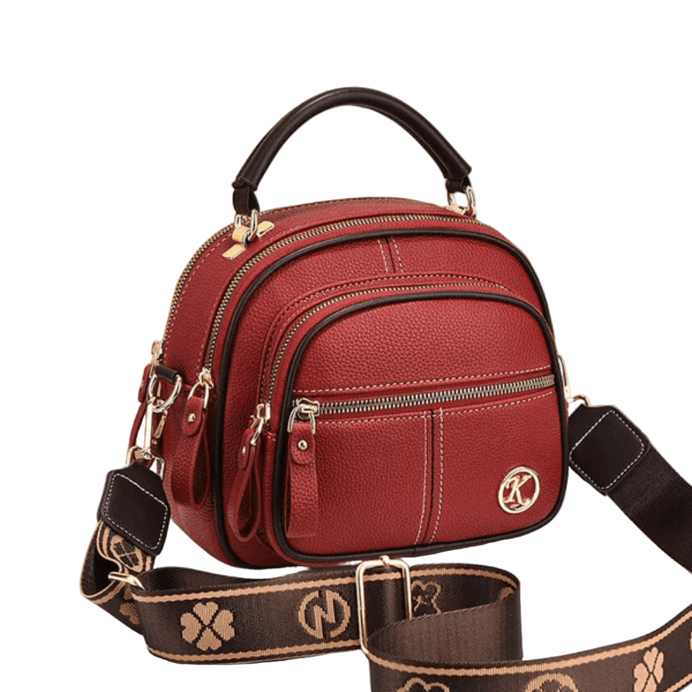 TrendAura Jan Mini Handbag - Compact Faux Leather Bag With Dual Zipper Compartments And Detachable Strap