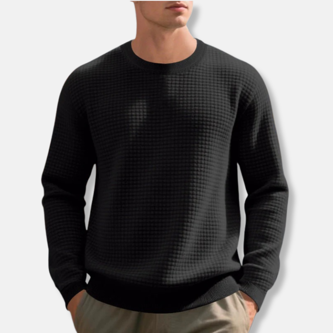 Men's Cotton Blend Sweatshirt Loose Fit Crew Neck with Ribbed Cuffs and Hem for Casual Wear
