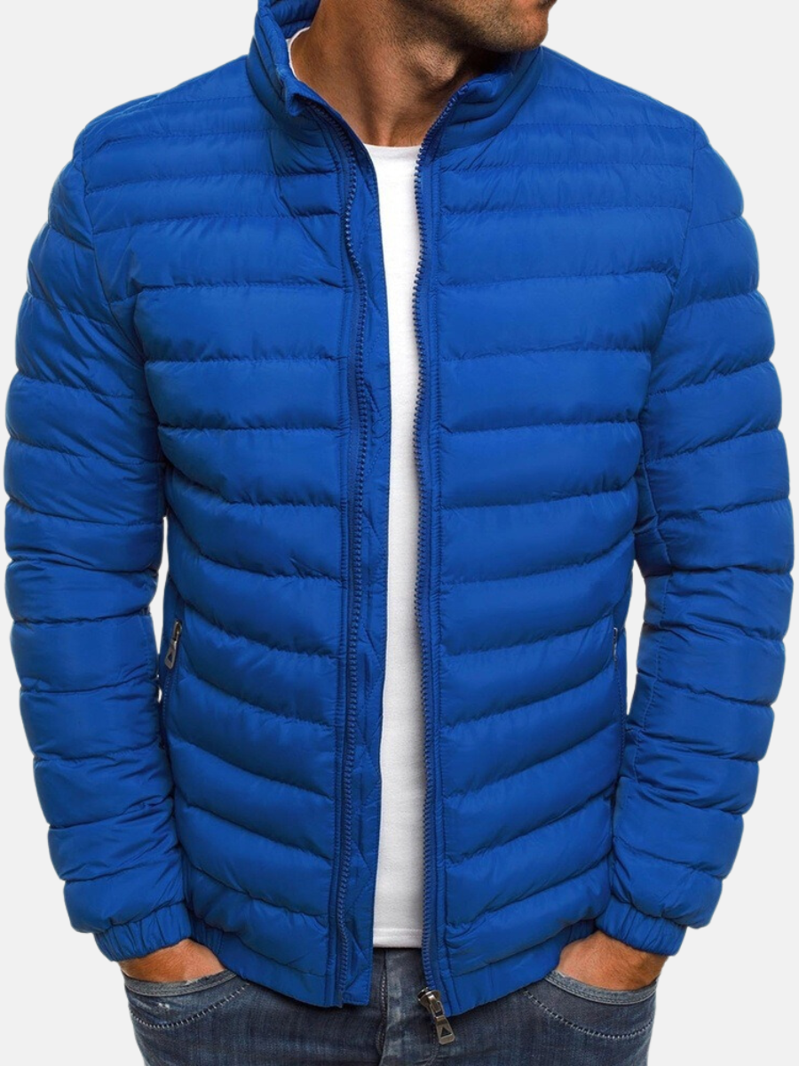 Men's Quilted Puffer Jacket With Structured Fit For Cold Weather City Ready Style For Men