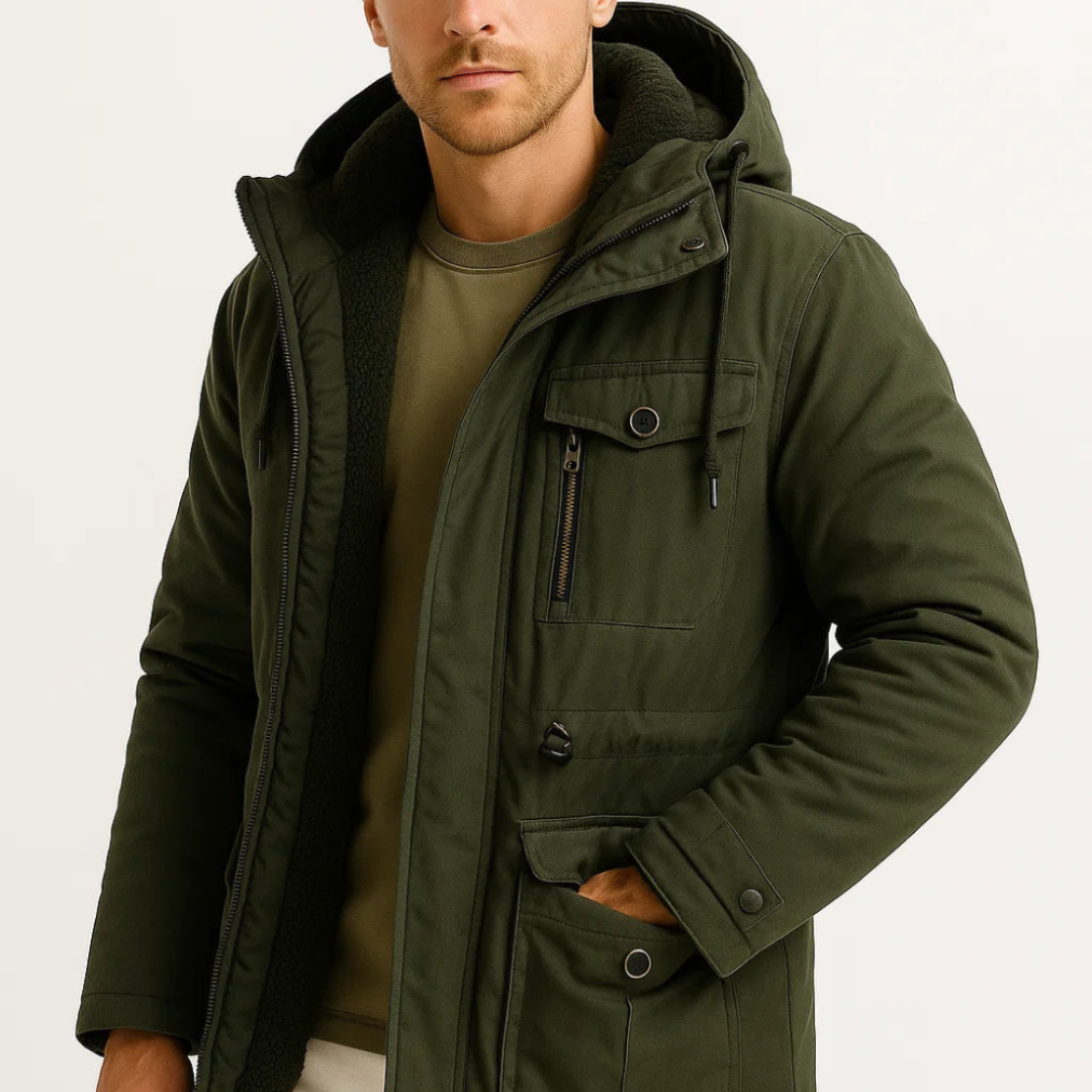 Men's Hooded Parka Jacket Warm Insulated Weatherproof for Men Urban Style Winter Essential