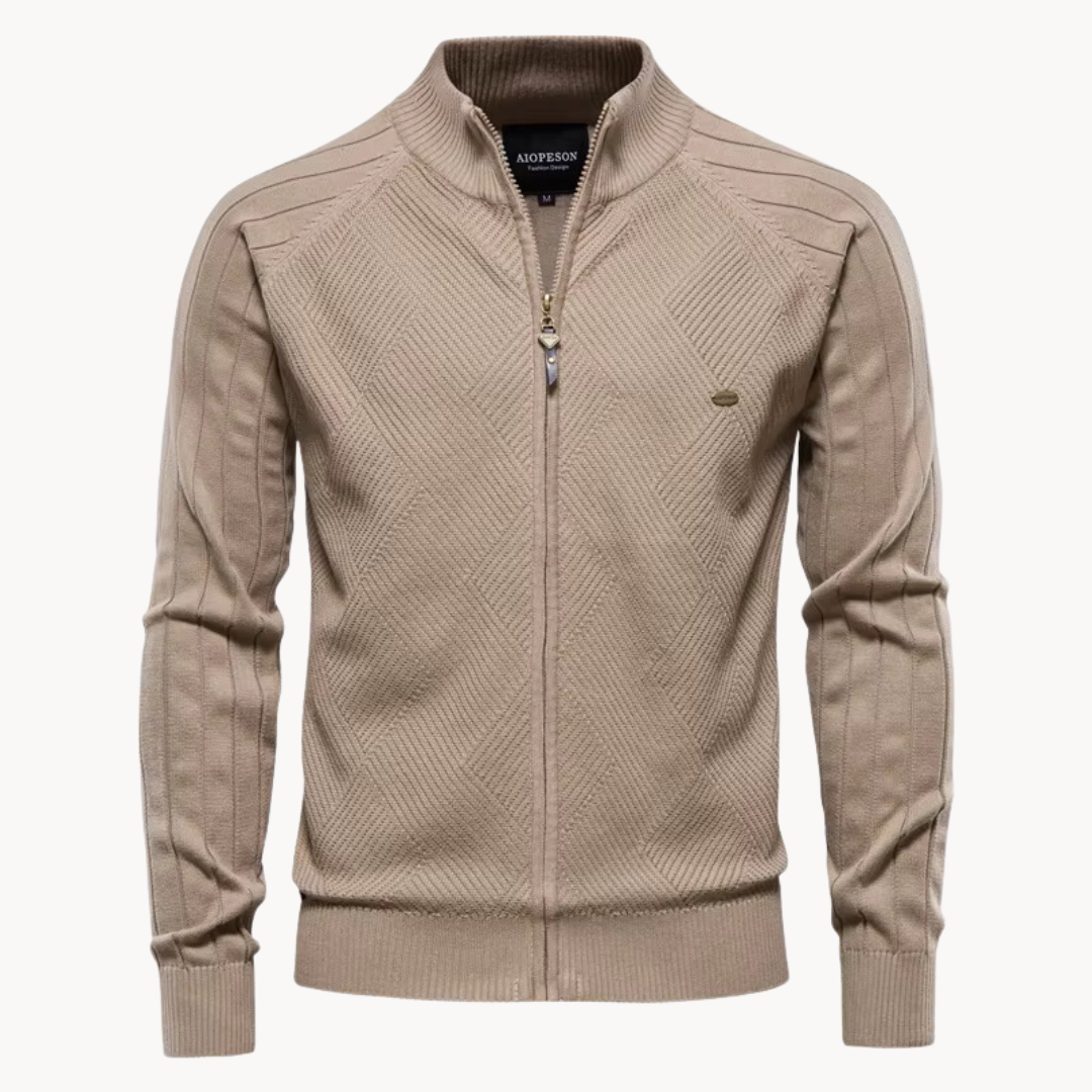 Nordisk Flair Mens Jacket Slim Fit Knitted Wool Blend Zipper Ribbed Edges Casual Layer
