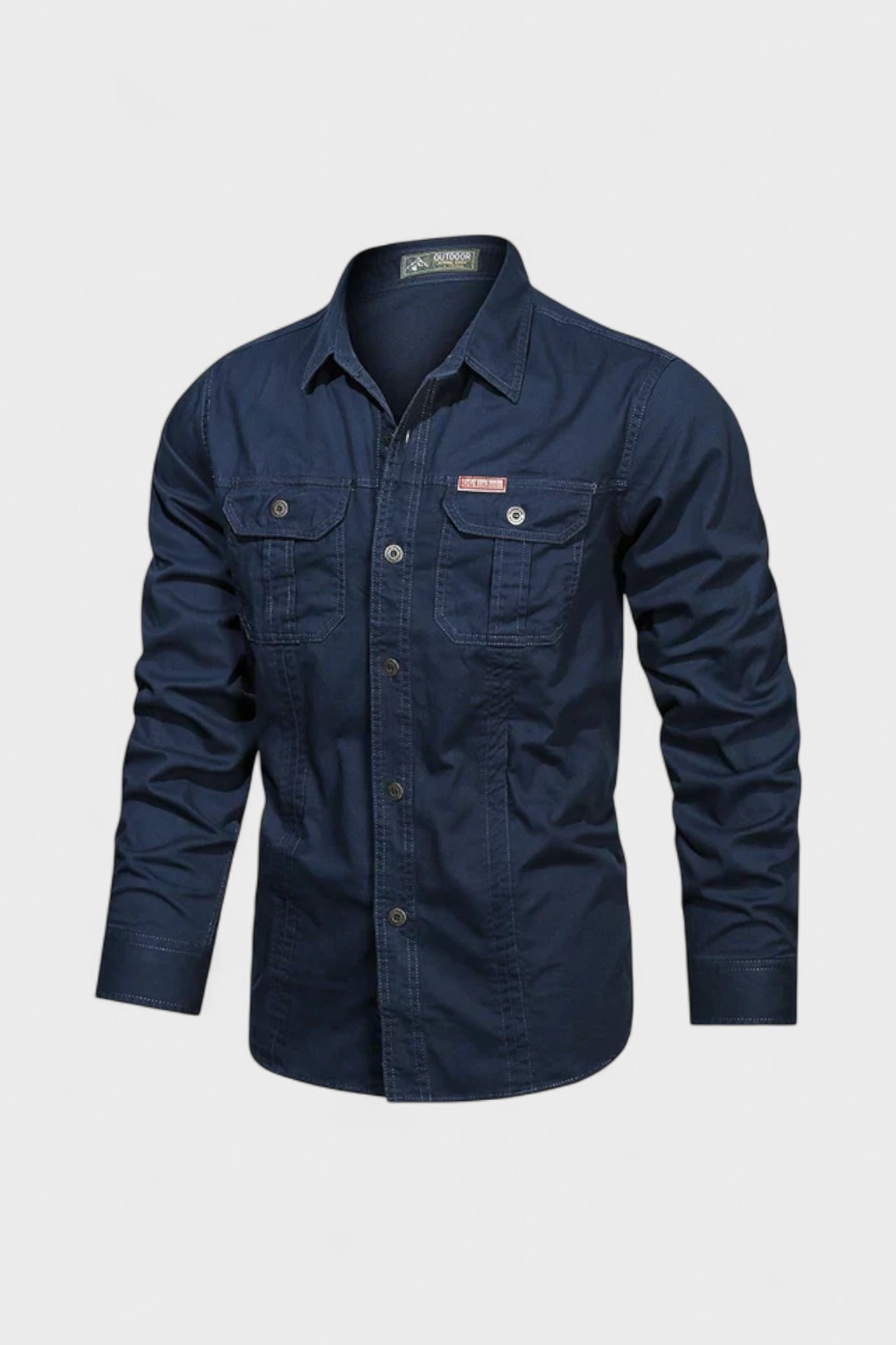 Men's Utility Button-Up Shirt Long Sleeve With Chest Pockets And Reinforced Stitching Classic Fit
