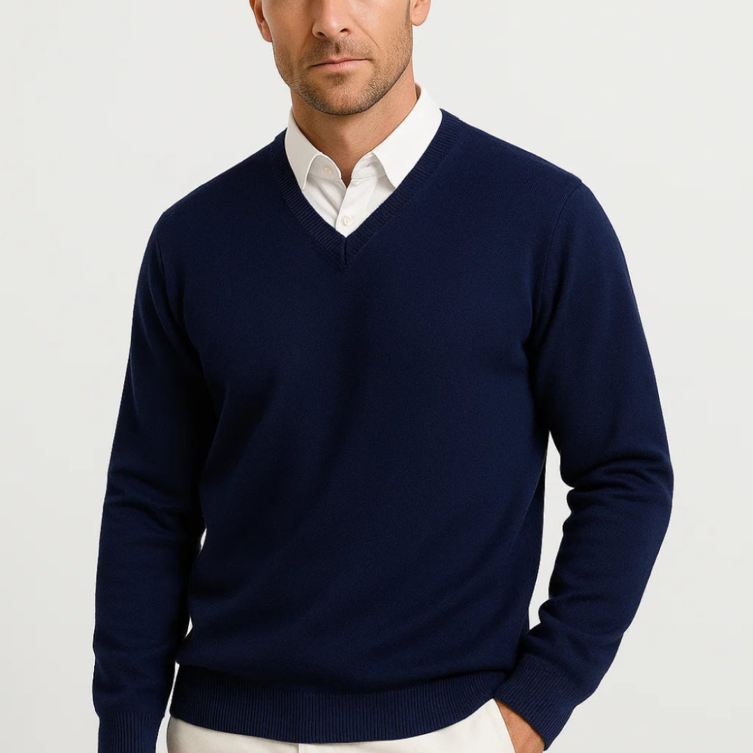 Men's V-Neck Sweater Premium Soft Breathable Knit For Easy Layering And Timeless Refined Style For Men