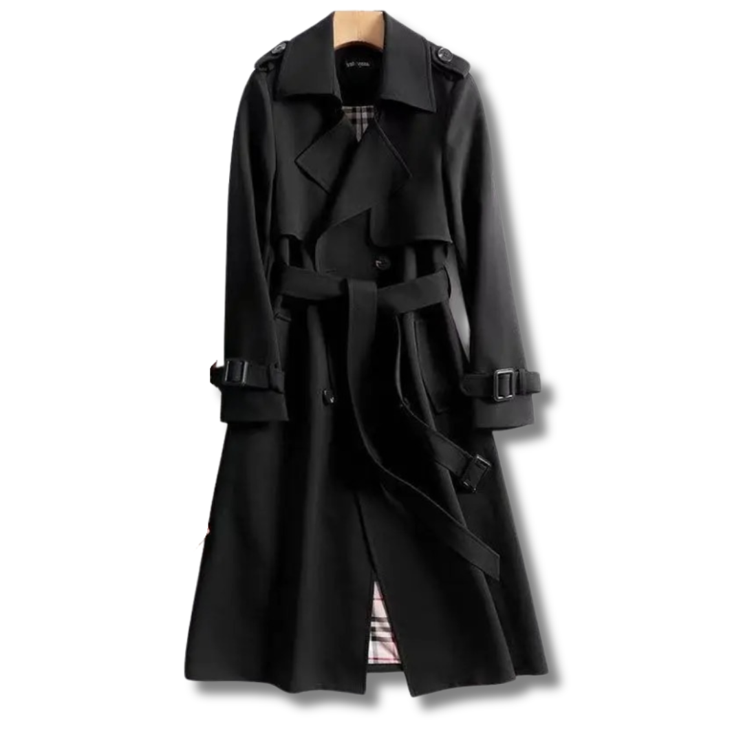 Emalie Long Wool Trench Coat For Women Warm Belted Elegance Weatherproof Chic All Winter