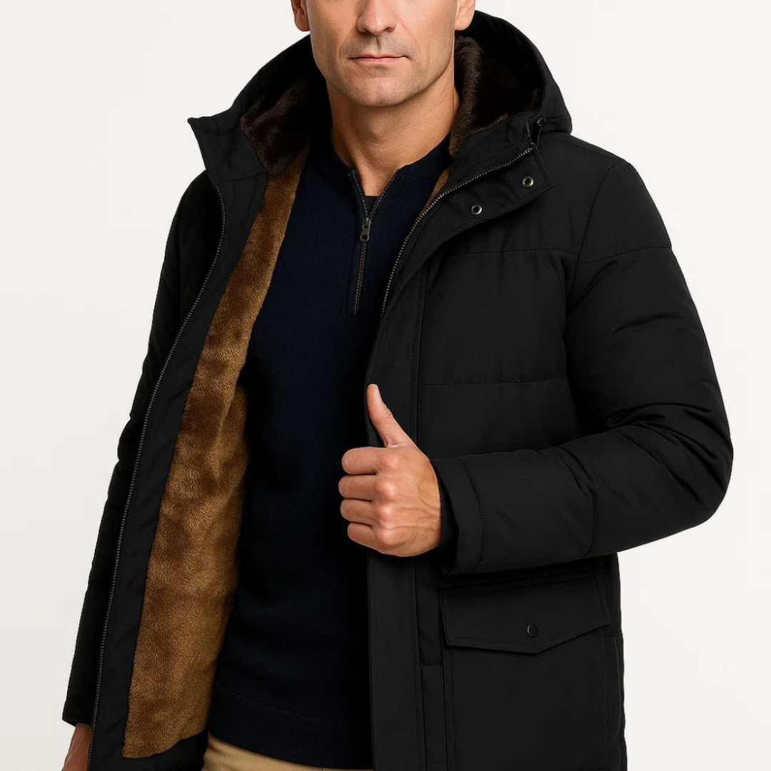 Mens Hooded Puffer Coat Warmth Insulated Winter Outerwear For Men Trendy Style Cozy Windproof