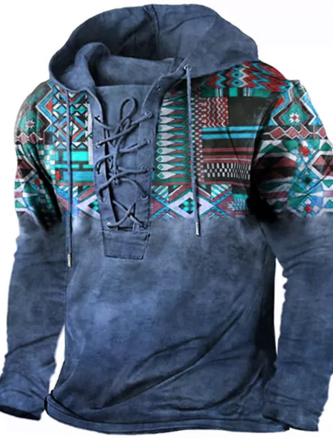 Mens Ethnic Style Hoodie Eye Catching Modern Design For Fashion Forward Men Layering Ready Distinctive Cultural Flair