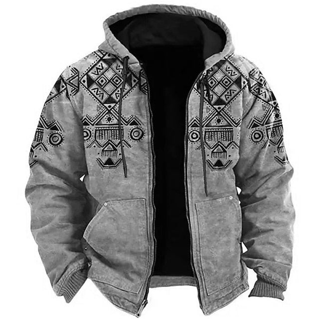 Mens Tribal Graphic Hoodie For Streetwear Fans With Cozy Inner Lining Bold Casual Sweatshirt