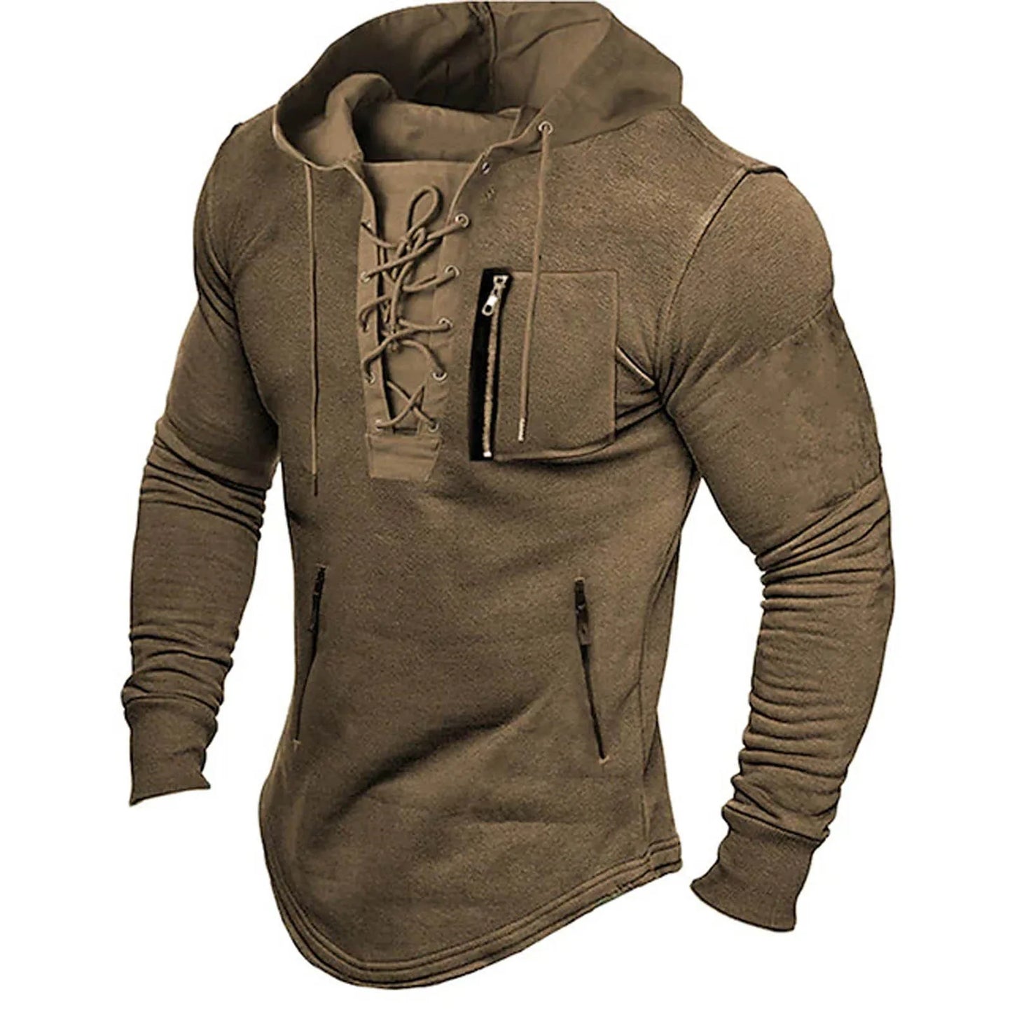 Men's Vintage Lace Up Hoodie For Outdoor Adventure And Casual Everyday Comfort And Style