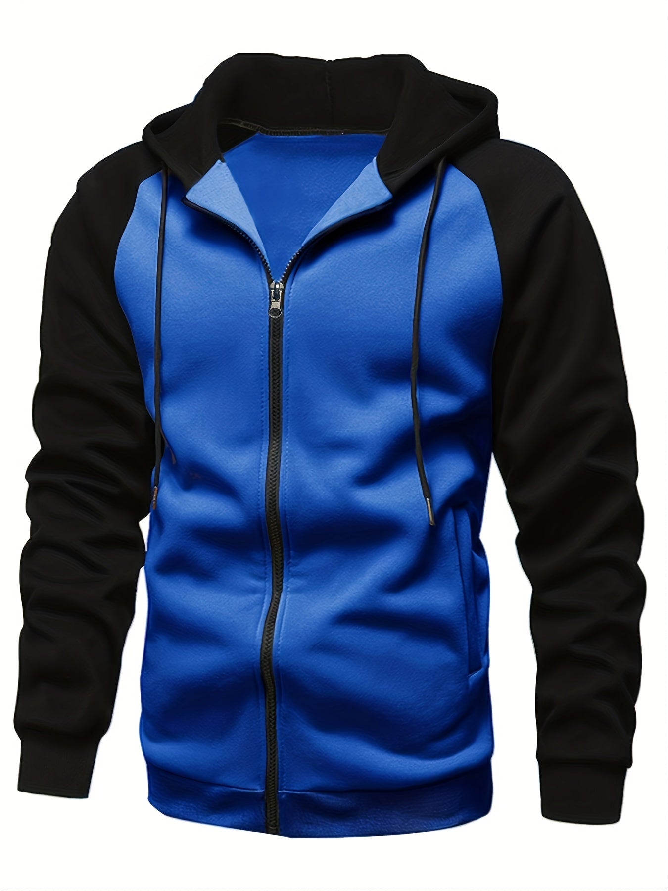 Men's Two-Tone Zipper Hoodie With Long Sleeves - Bold, Versatile Zip Up Sweatshirt