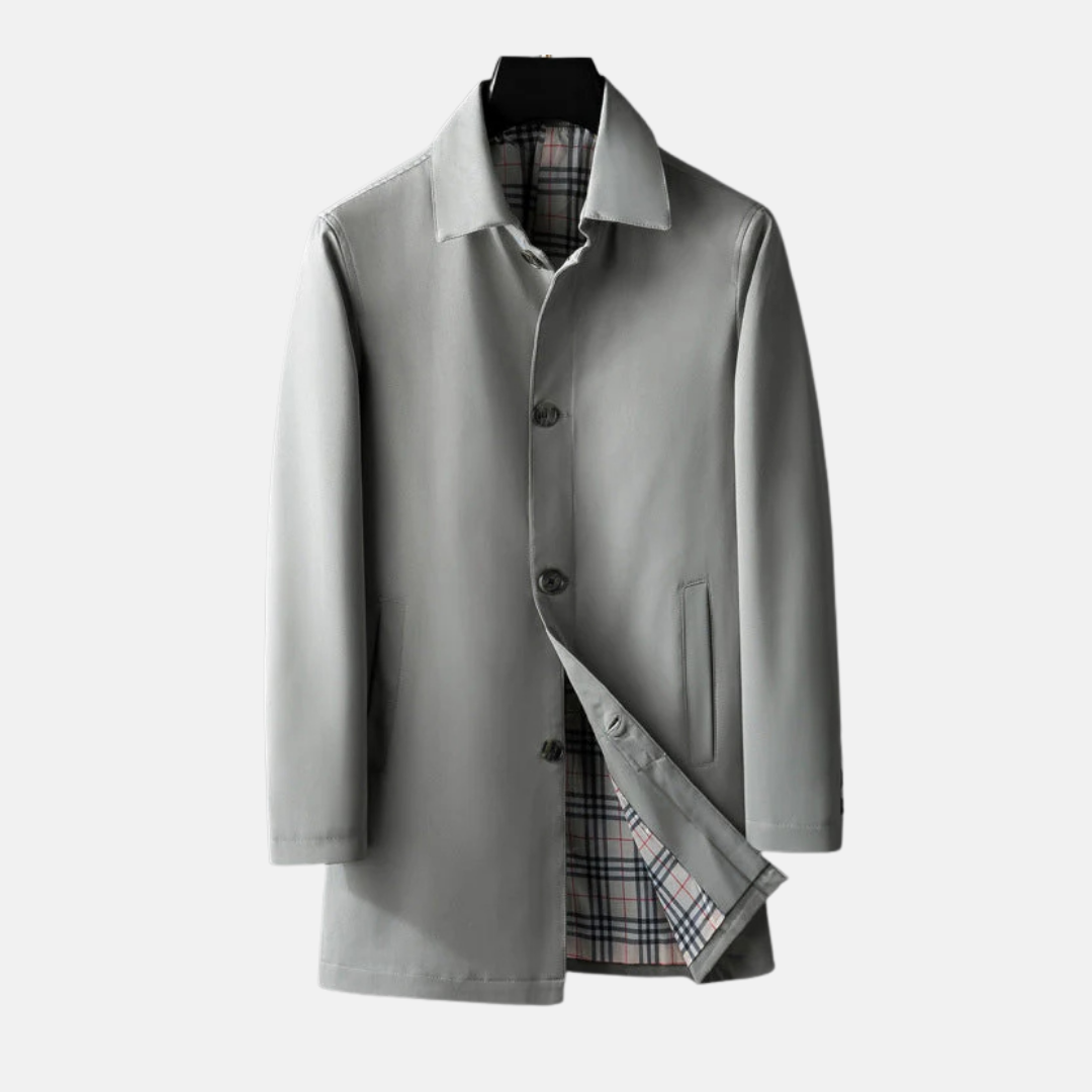 Men's Wool Blend Coat With Tailored Fit Button Front Lined Interior Formal Wear By TrendAura