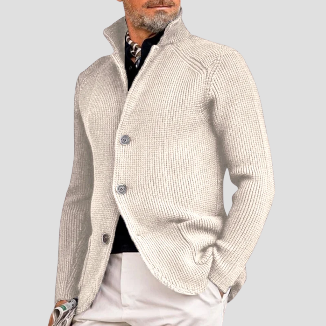 TrendAura | Men’s Textured Jacquard Knit Cardigan