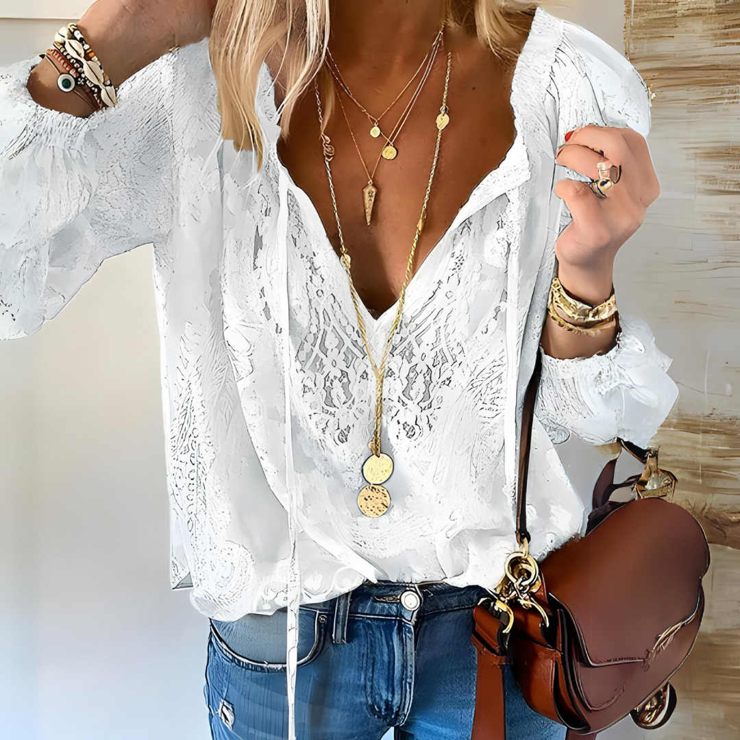 Lyla Crocheted Boho Blouse For Women Lightweight Airy Openwork Texture Ideal For Warm Days And Effortless Layering