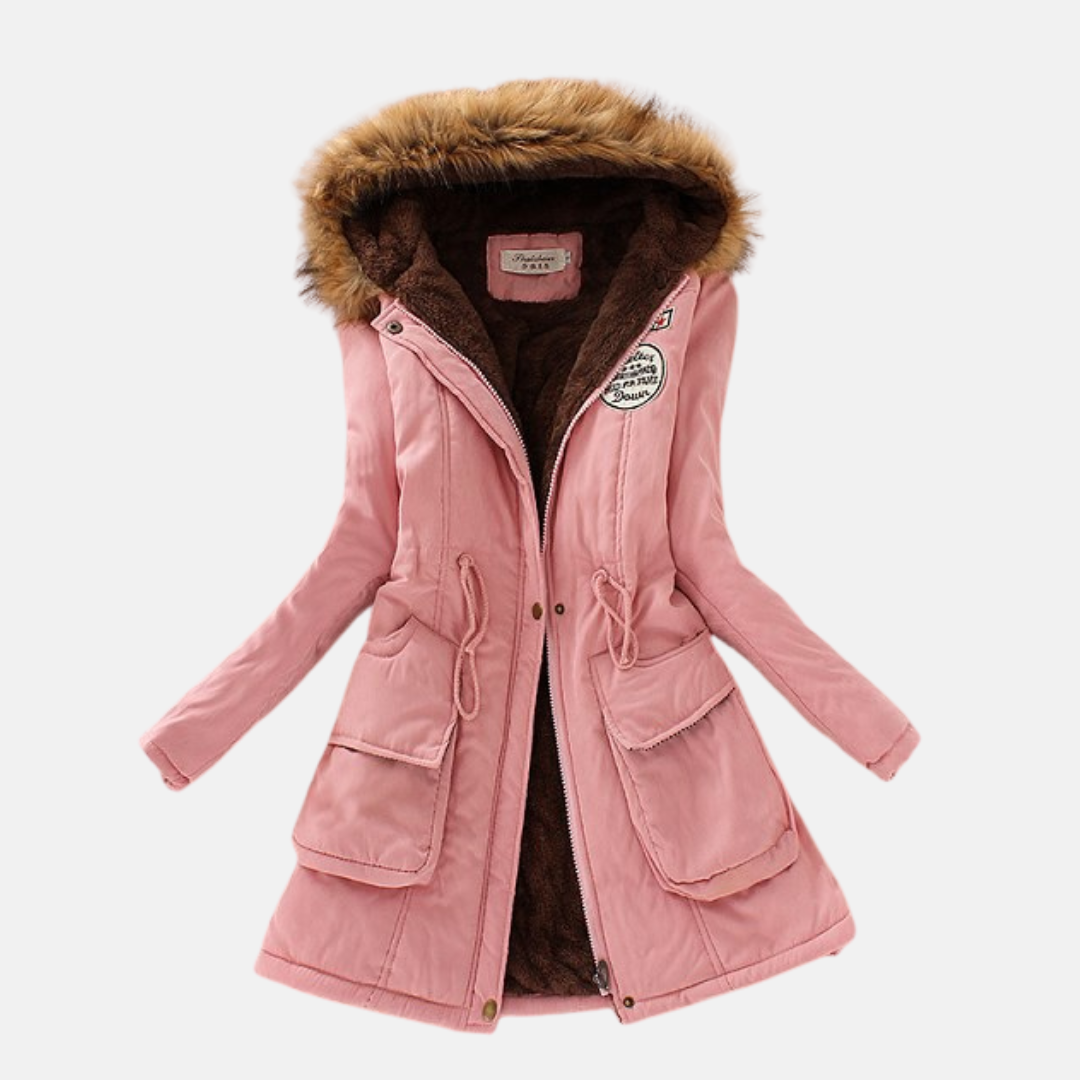 Women’s Parka Jacket – Tailored Fit – Fleece Lined – Faux Fur Hood – Zip Closure
