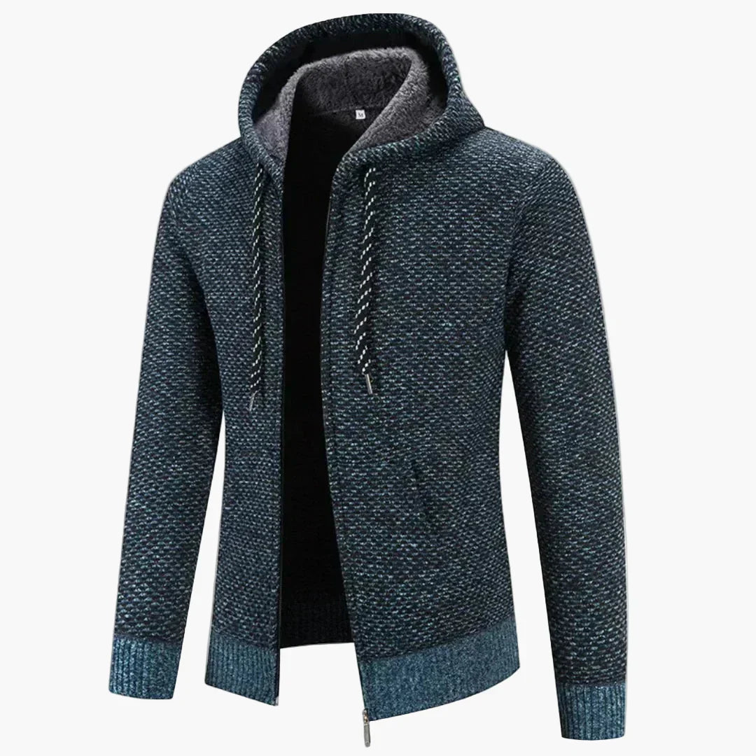 Mens Knit Hooded Jacket Warm Zippered Casual Hoodie For Autumn Winter Everyday Comfort And Style