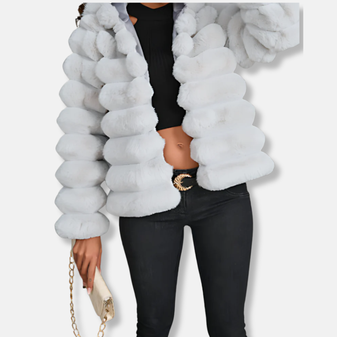 Women’s Jacket - Faux Fur - Cropped Fit - Stand-Up Collar - Long Sleeve