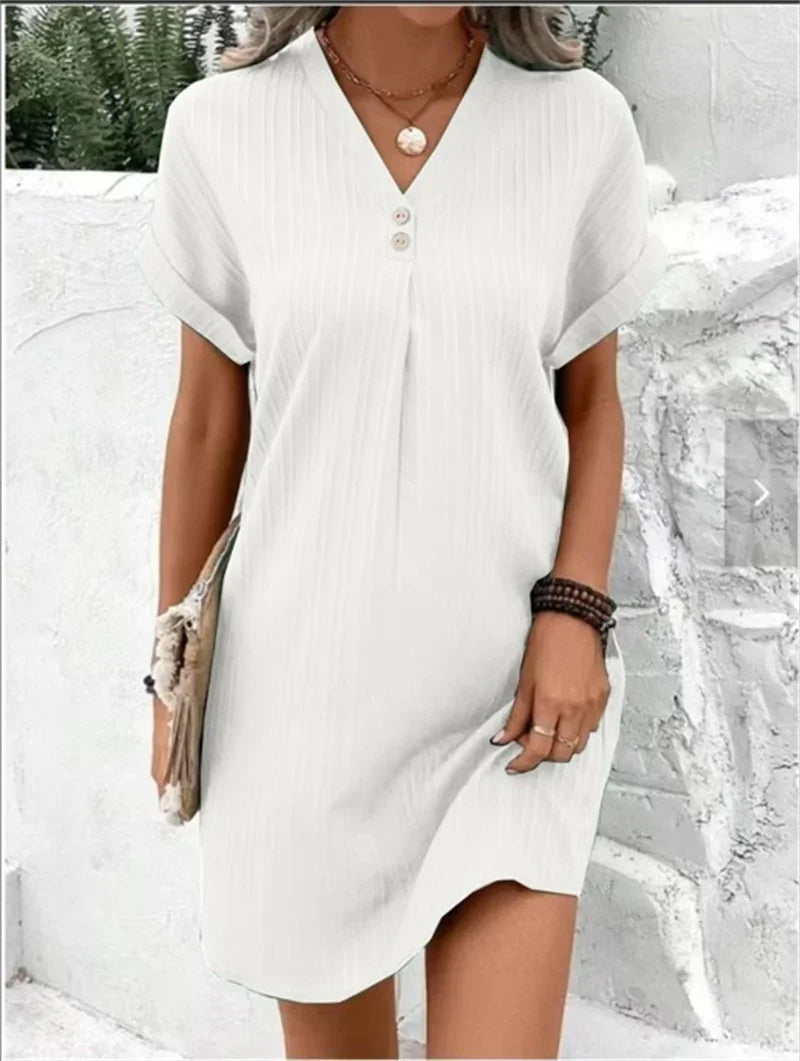 June Women's V Neck Dress With Elegant Design And Airy Comfortable Fabric For All Day Wear