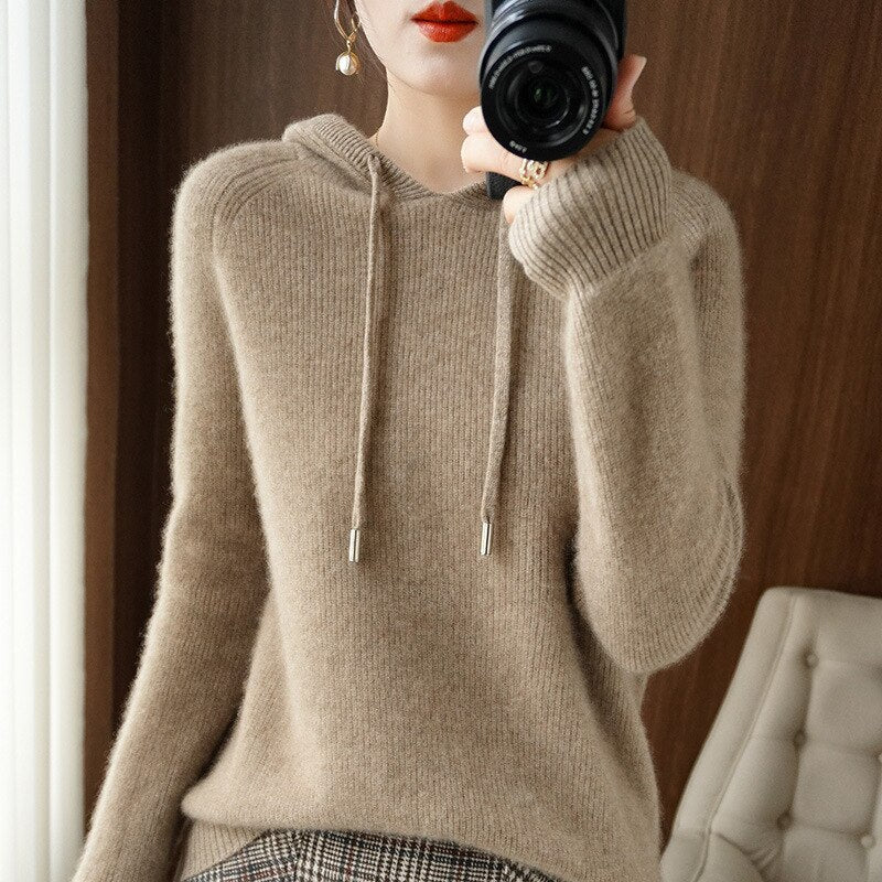 Leslie Cashmere Hoodie Sweatshirt Ultra Soft Cozy Luxury For Women Relaxed Fit All Day Comfort