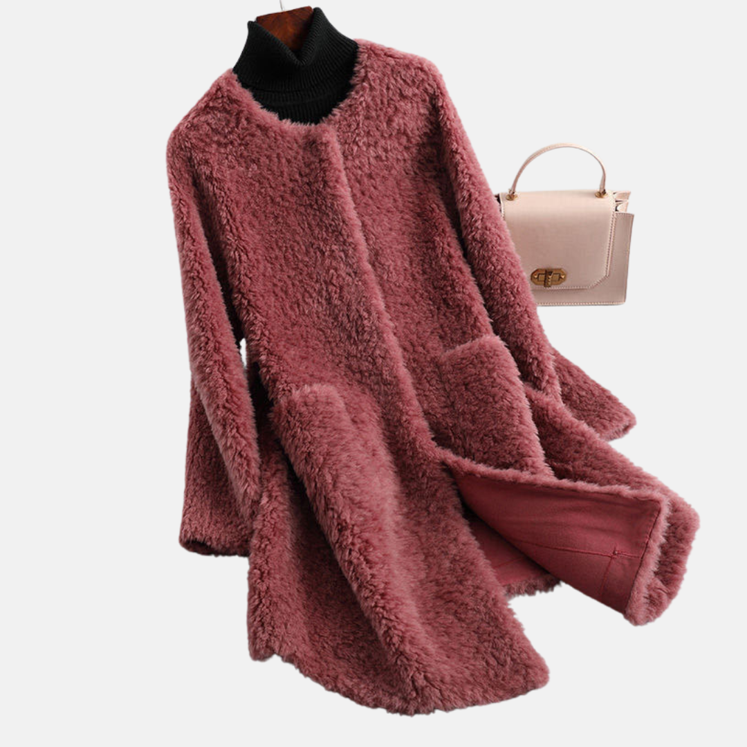 Women’s Coat - Faux Fur - Mid-Thigh Length - Open Front