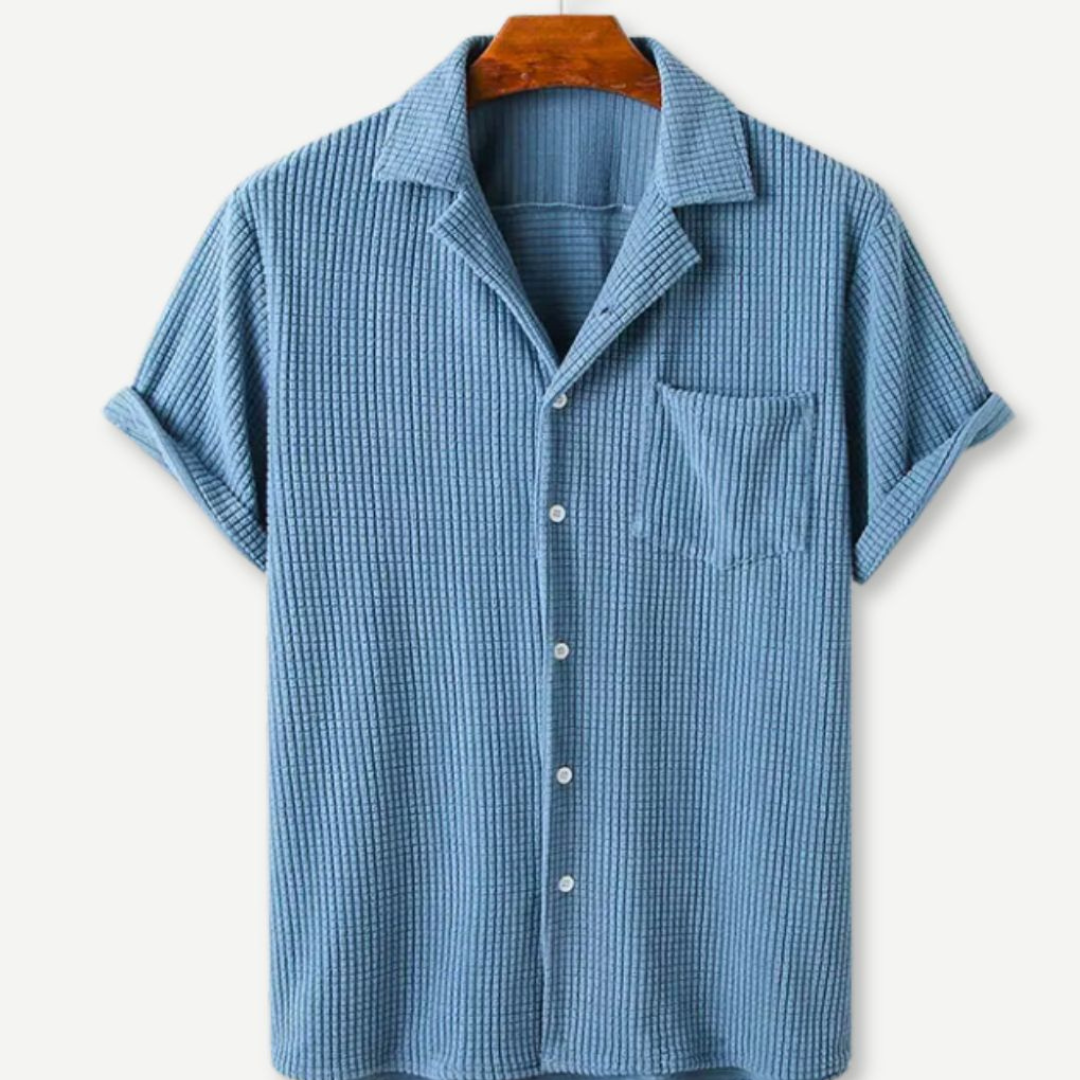 Men's Ribbed Knit Short Sleeve Shirt For Summer Style Breathable Comfort Everyday Essential