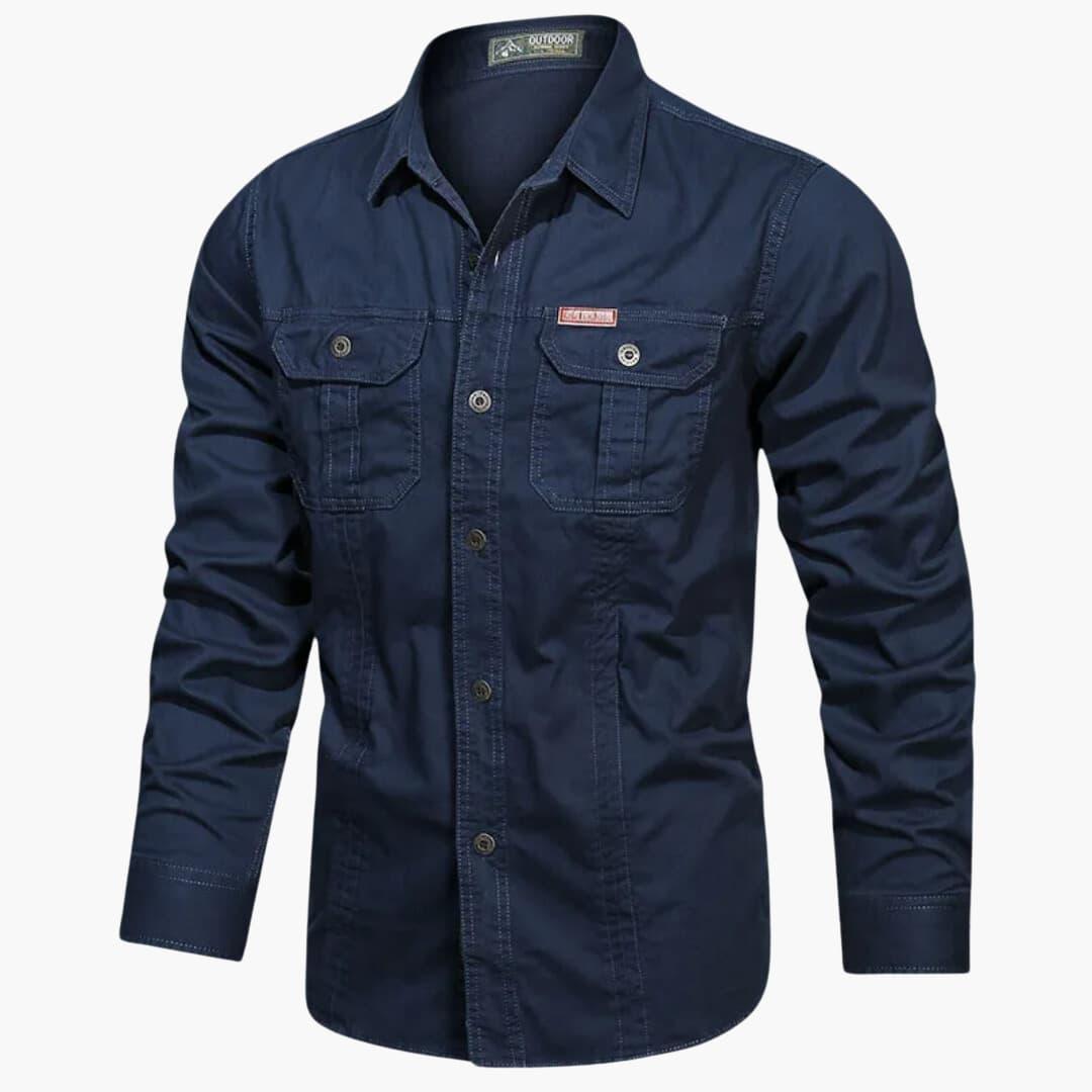 Men's Classic Cargo Shirt Long Sleeve Chest Flap Pockets For Outdoor Adventurers